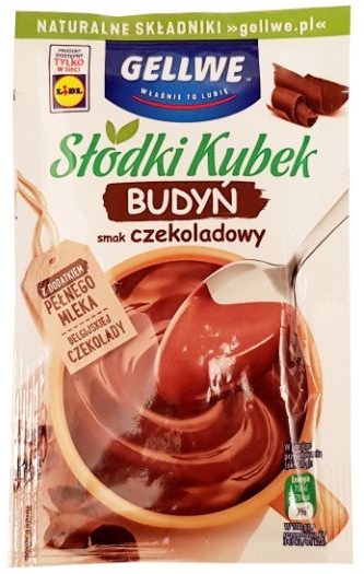Gellwe, Słodki Kubek Budyń smak czekoladowy z dodatkiem belgijskiej czekolady nowa wersja, copyright Olga Kublik