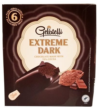 Gelatelli, Extreme Dark Chocolate 70 cocoa Lidl, lody na patyku z ciemną czekoladą, copyright Olga Kublik