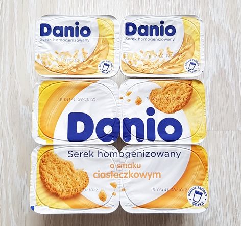 Serek homogenizowany Danio ciasteczkowe i Danio waniliowe z płatkami owsianymi Danone