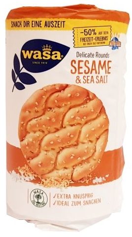 Wasa, Delicate Rounds Sesame Sea Salt, pieczywo chrupkie pszenne z sezamem i solą, copyright Olga Kublik