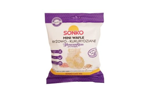 Sonko, Mini Wafle ryżowo-kukurydziane ze Słonecznikiem i Solą himalajską, copyright Olga Kublik