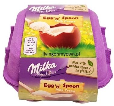 Milka, Egg 'n' Spoon Milk Creme mleczne czekoladowe jajka wielkanocne z łyżeczką, copyright Olga Kublik