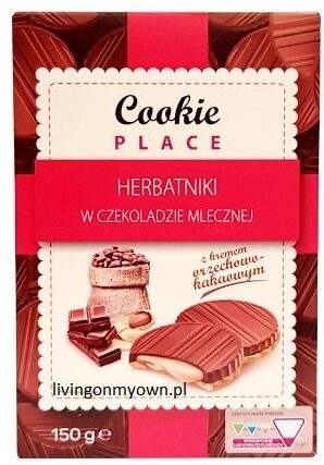 Carrefour Cookie Place, Tago Kardynałki orzechowo-kakaowe herbatniki w czekoladzie mlecznej, copyright Olga Kublik
