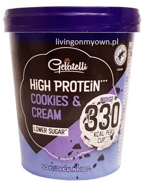Gelatelli, High Protein Cookies & Cream 330 kcal lody Lidl, copyright Olga Kublik
