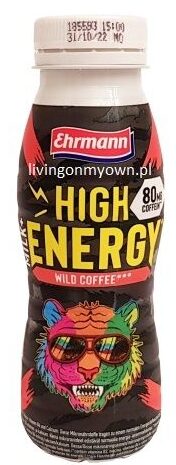 Ehrmann, High Energy Wild Coffee + milk, napój mleczny energetyczny z kofeiną, copyright Olga Kublik