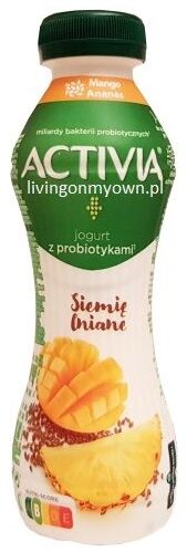 Danone, Activia Siemię lniane Mango Ananas jogurt pitny z probiotykami, copyright Olga Kublik