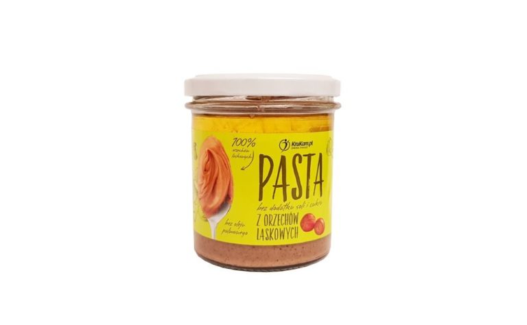 KruKam, Pasta z orzechów laskowych bez soli i cukru, masło orzechowe laskowe, copyright Olga Kublik
